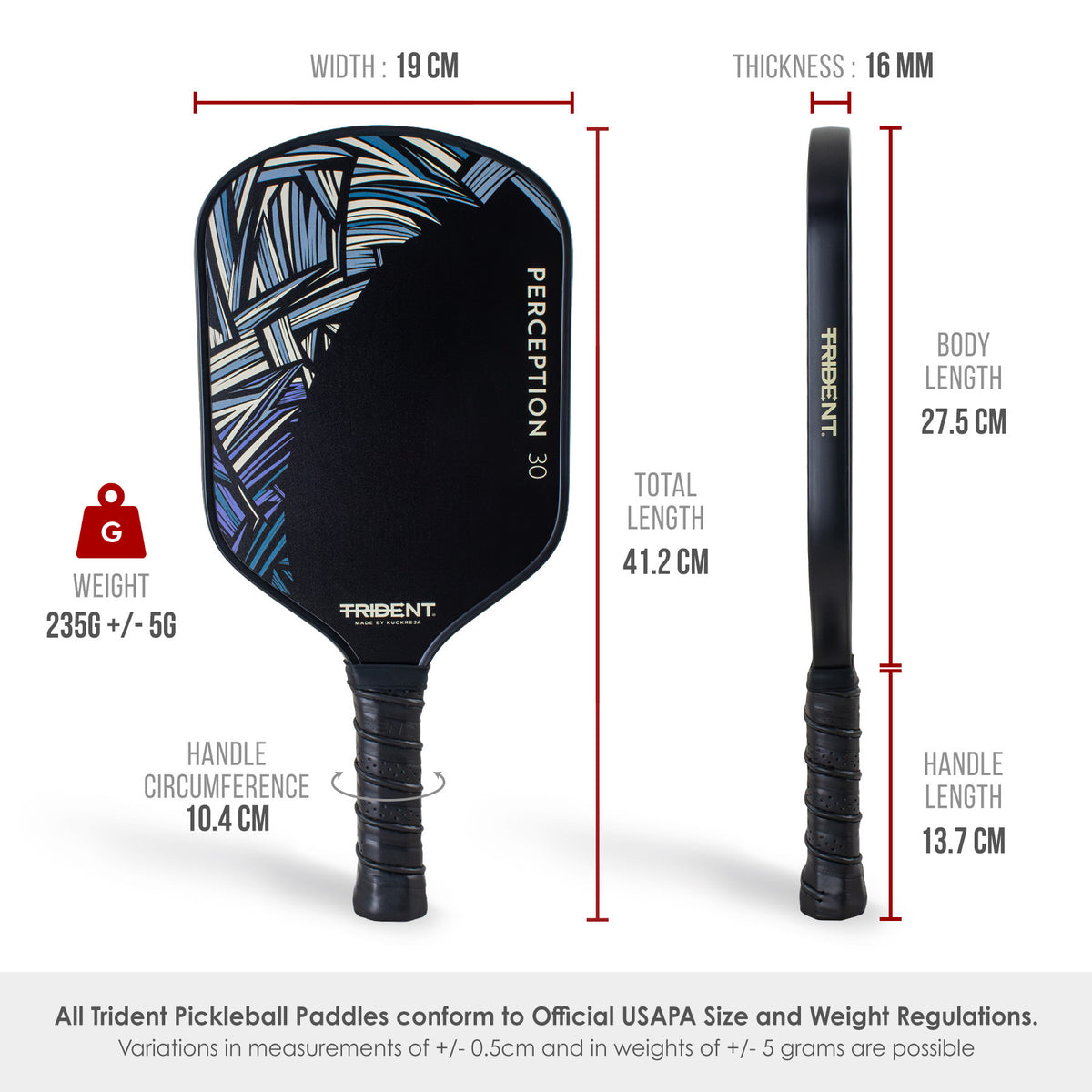 Trident Perception 30 Pickleball Paddle - Sand Grey