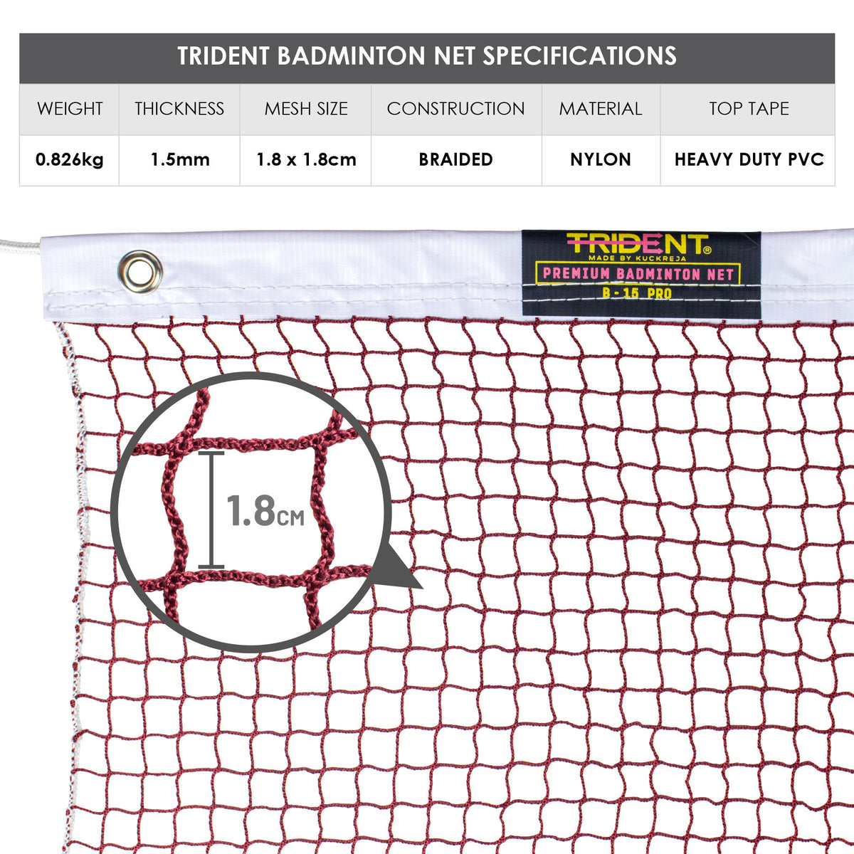 Trident B-15 Pro Badminton Net